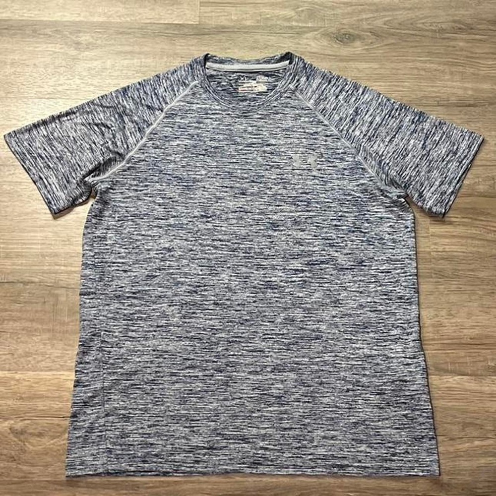 Under‎ Armour Blue Heather Heat Gear Retro Sportswear Shirt size small